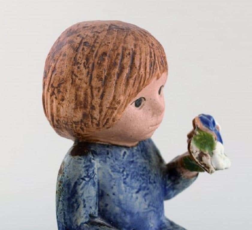 Lisa Larson For Gustavsberg, Girl With Flowers In Glazed Ceramics, 20th Century photo vinterior