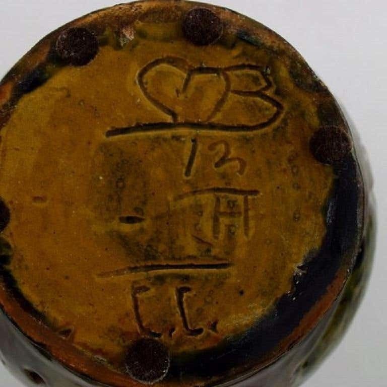 Møller & Bøgely, Denmark, Art Nouveau Vase In Dark Green Glazed Ceramics photo 290.0