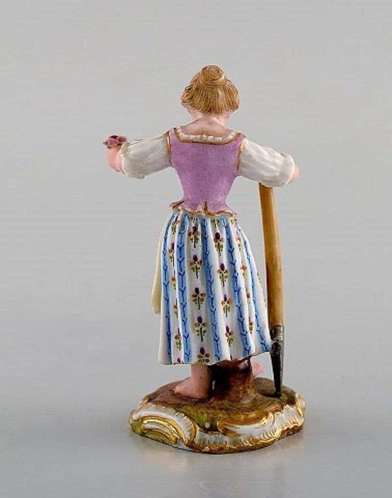 Rare Meissen Miniature Figure After Johann Joachim Kändler, Gardener, 1850 1880 photo for sale