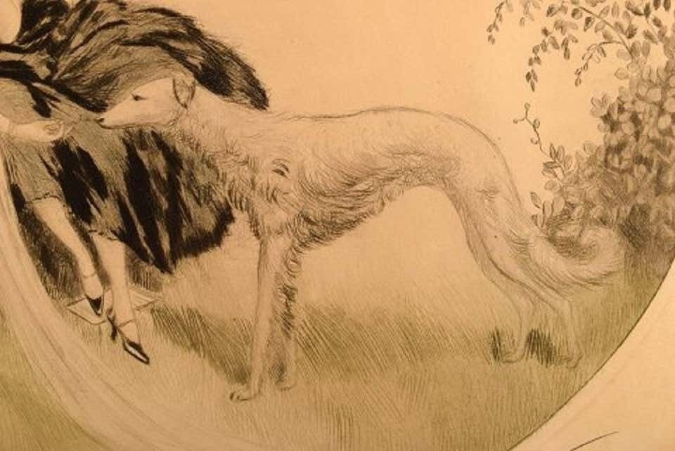 Charles Dana Gibson, American Illustrator, Two Ladies And A Dog photo 403.0