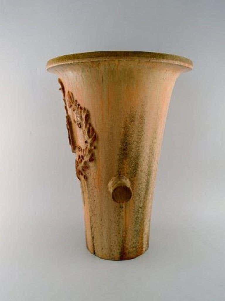 Colossal Arne Bang Unique Vase In Glazed Ceramics, With Rod Of Asclepius photo 5658.0
