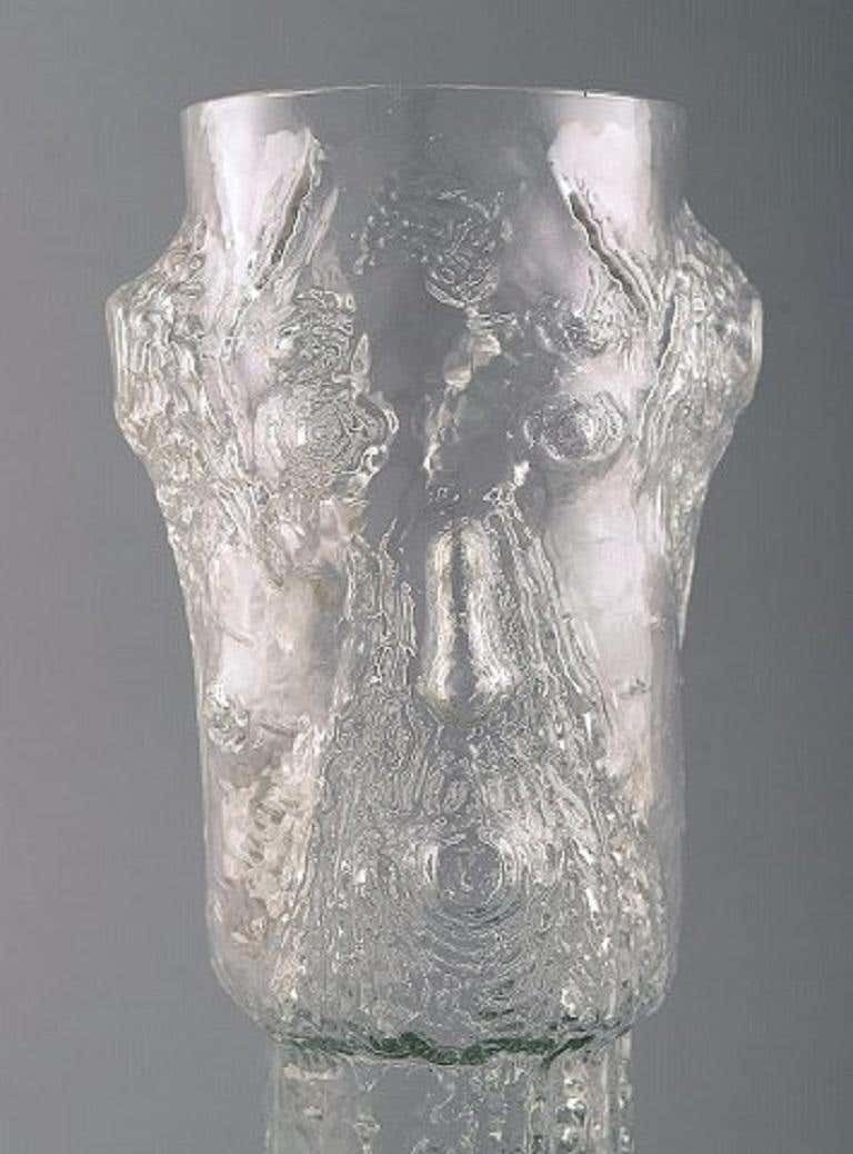 Eugen Montelin For Reijmyre Glass, "Birch Stub" Vase In Clear Art Glass photo Home Decor