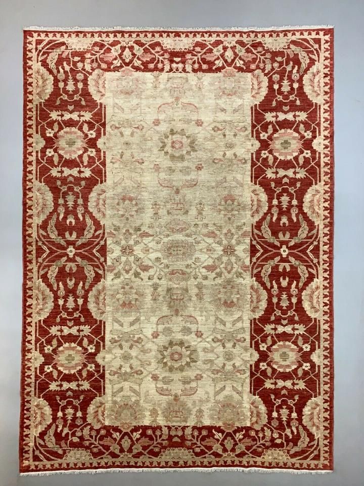 Fine Afghan Wool Ziegler Rug 313x220 Cm Handmade Chobi Rug Red, Beige