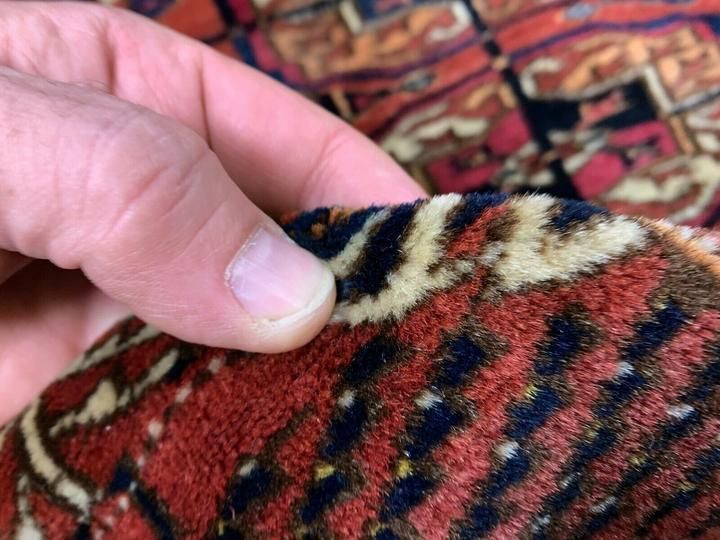 Antique Turkmen Tekke Main Carpet, 290x240 Cm Turkoman Bokhara Red Black Beige photo vintage
