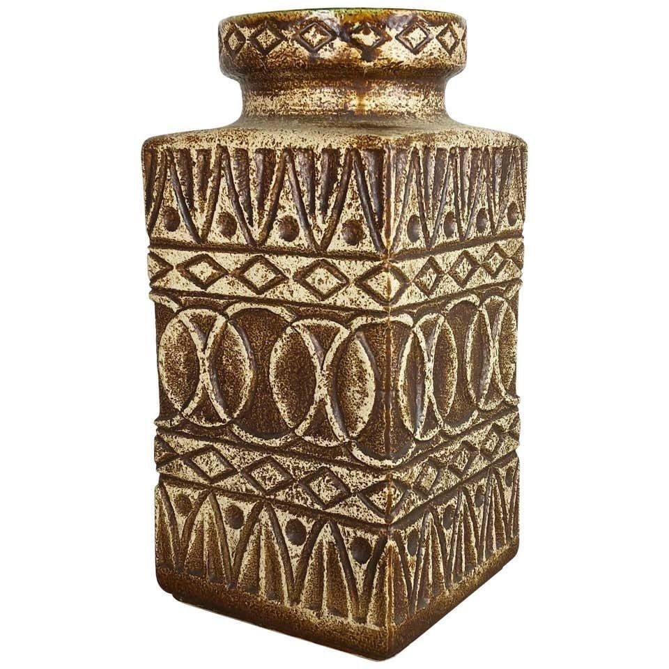 Large Fat Lava Pottery Floor Vase, Bodo Mans Bay Ceramics, Germany, 1970s