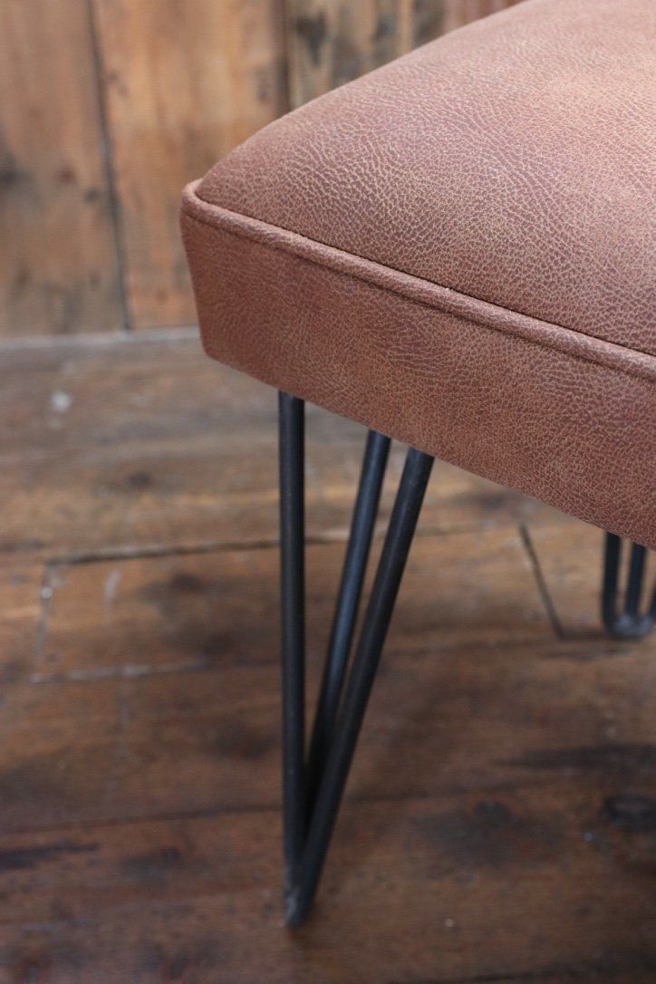 Handmade Industrial Stool With Hairpin Legs In Leather photo Furniture