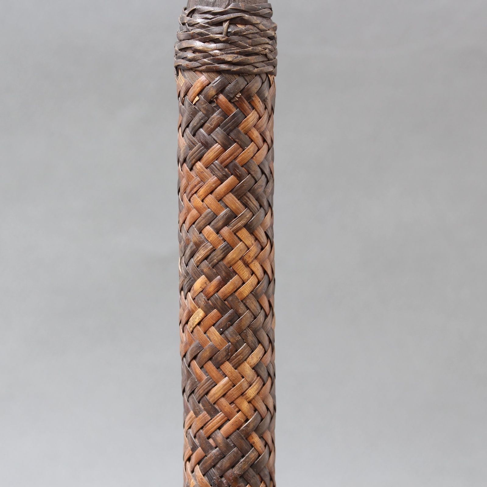 325.0 Carved Wooden Ancestor Sculpture With Rattan Body From Borneo (Circa 1960s) photo