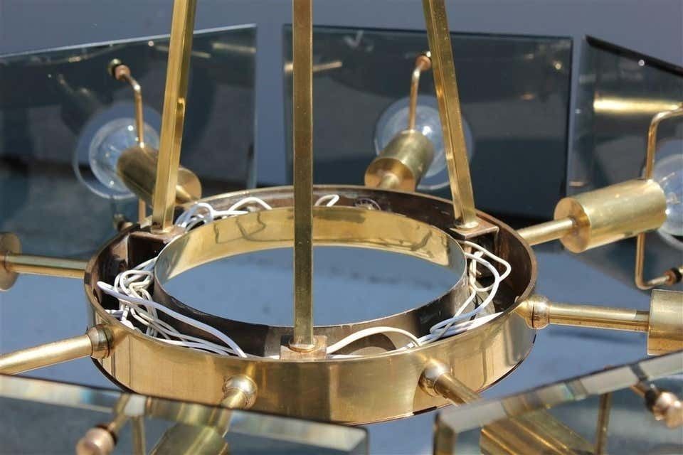 Round Gino Paroldo Midcentury Italian Chandelier Fontana Arte Style 1950s Brass photo buy