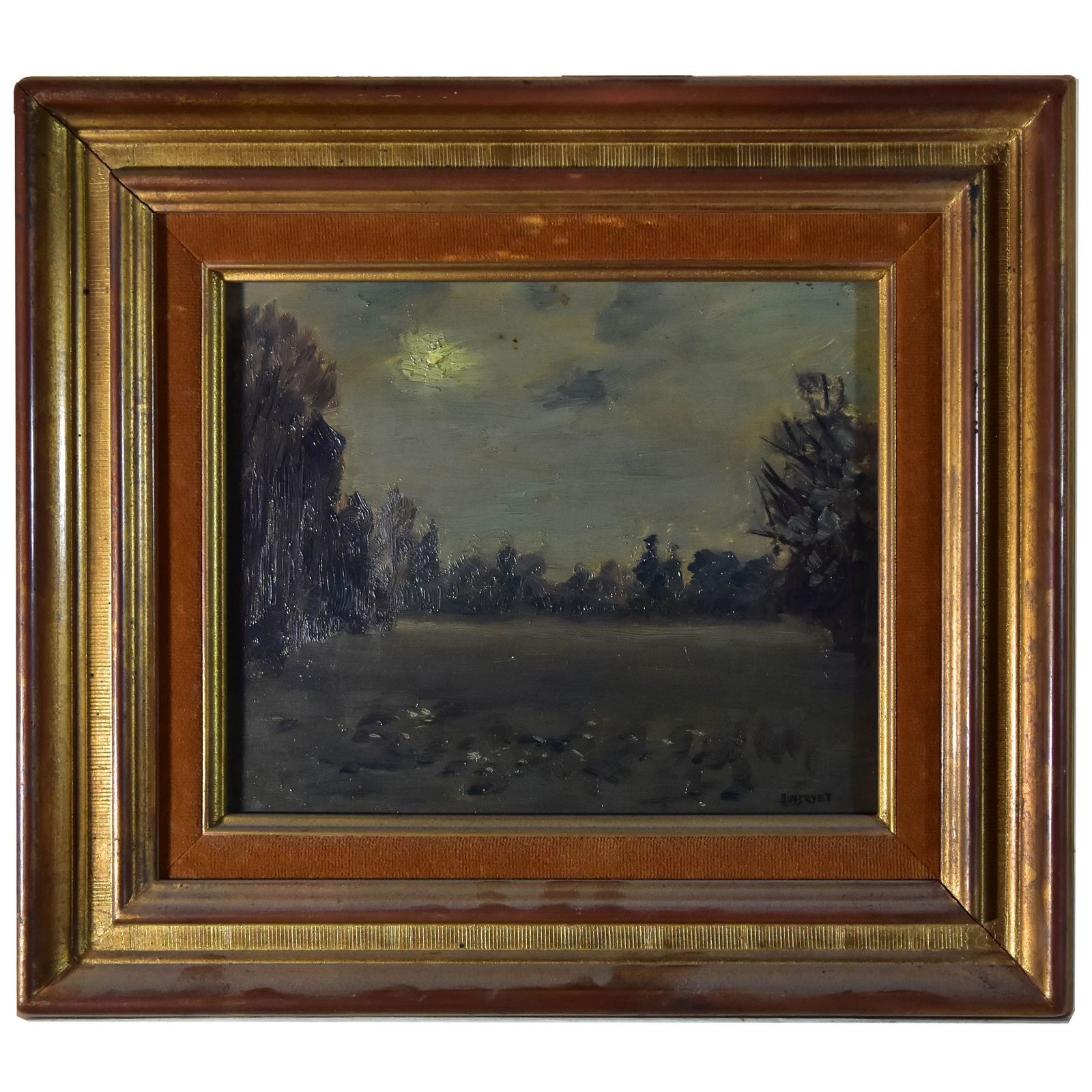 Full Moon In The Forest" French School By Charles Bousquet Early Twentieth