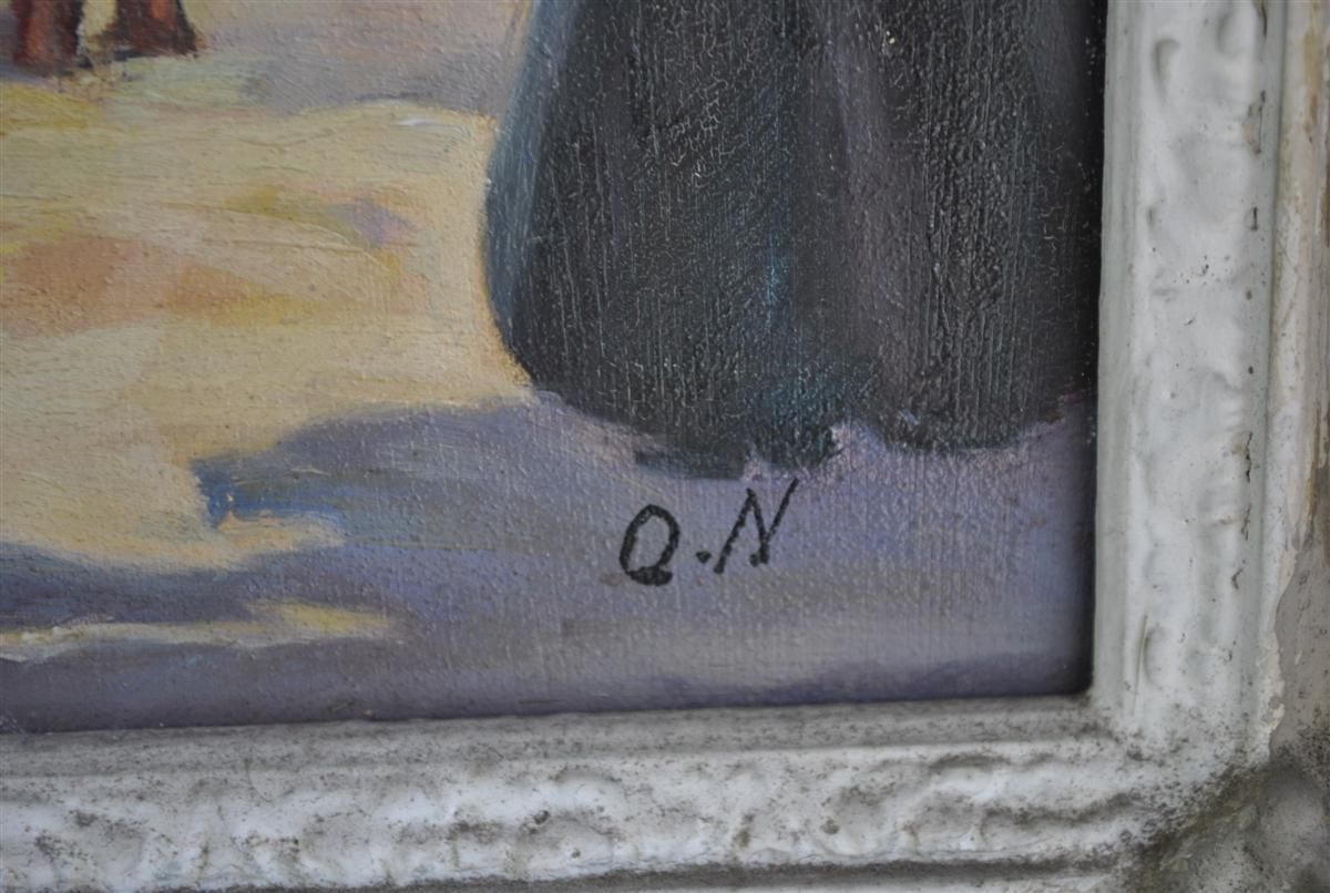 Marine Painting With Sailboats By O. Nicomède X Xth photo for sale