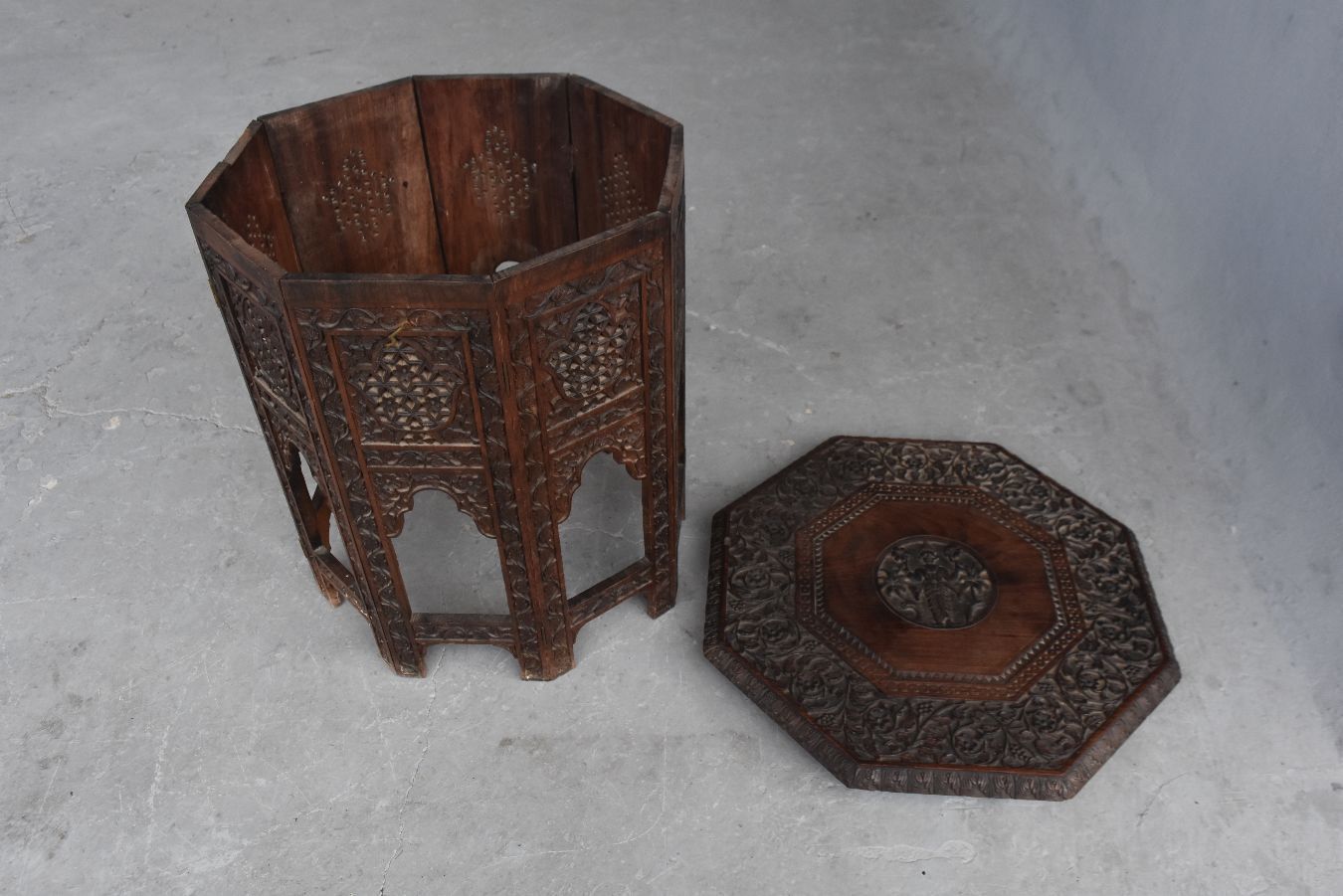 Indian Hexagonal Folding Pedestal Table Rosewood Late Nineteenth photo vintage