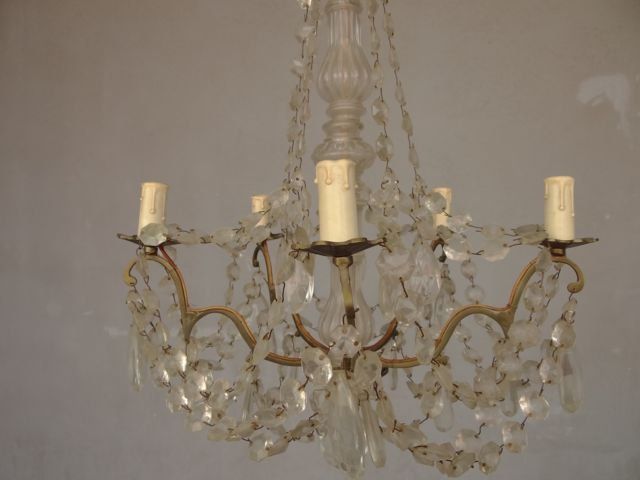 Chandelier With Tassels And Garlands, 6 Lights Circa 1900 photo Lighting