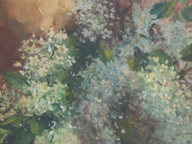 Oil On Canvas Unsigned Still Life Teapot And Flowers photo 470.0
