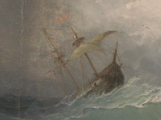 Boat In Marine Storm In Oil On Panel By Julien (81,5x51) photo 2028.0