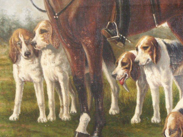 Oil On Canvas Equestrian Theme Xi Xth Unsigned photo buy