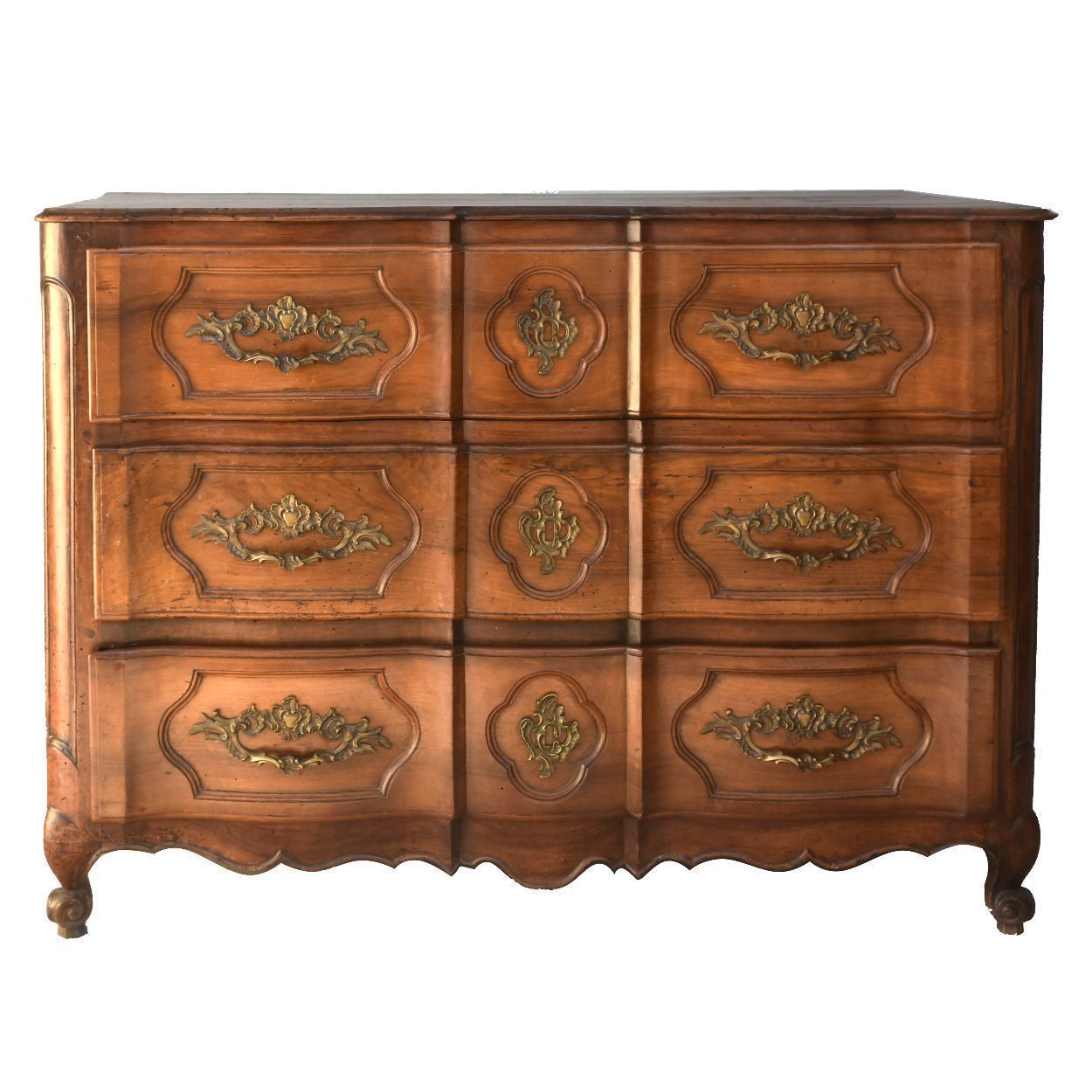 Louis XV Crossbow Chest Of Drawers In Walnut, 18th Century,
