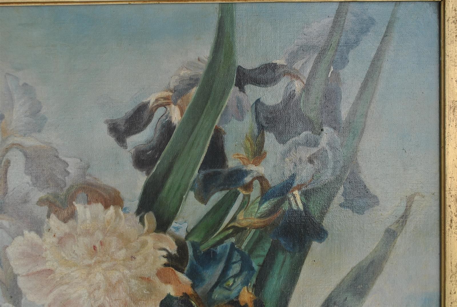 Oil Painting Landscape Bouquet Of Flowers Late 19th Century 2 photo Art