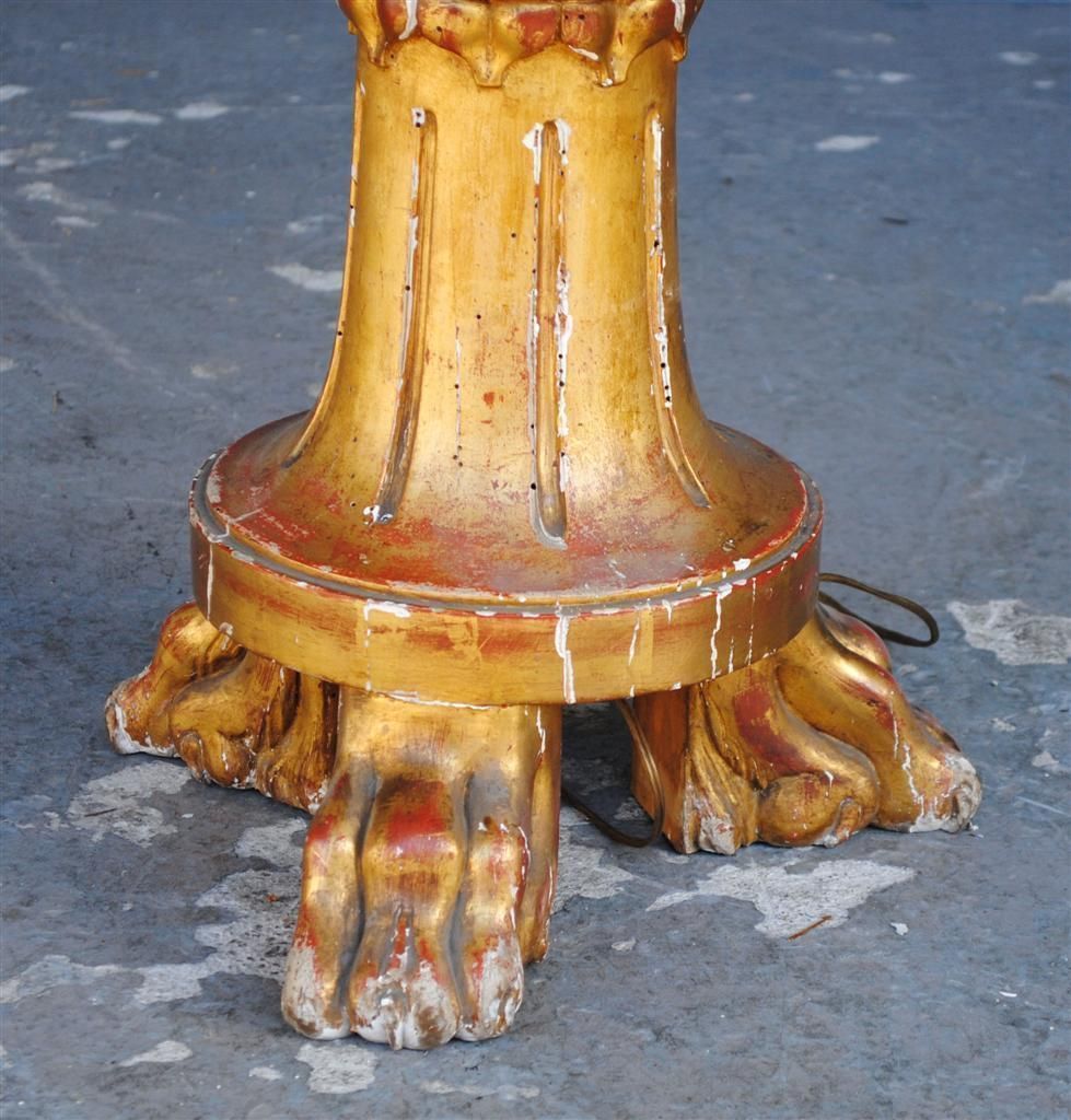 Lamp Base Gilt Wood Claw Feet Xi Xth Century photo vinterior