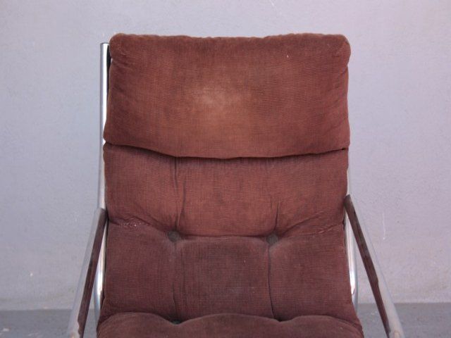 Armchair Tubular Structure Stainless Steel And Velvet photo vintage