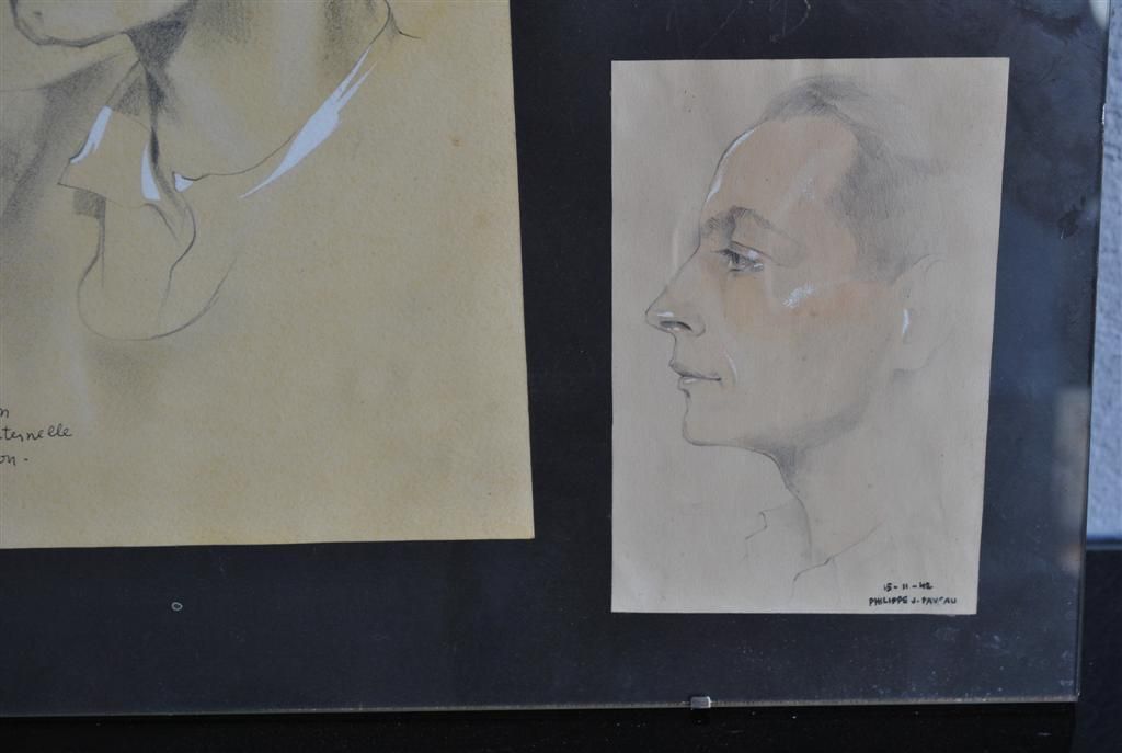 Drawing Of Wwii Prisoner In Charcoal Portrait Signed Paveau photo buy