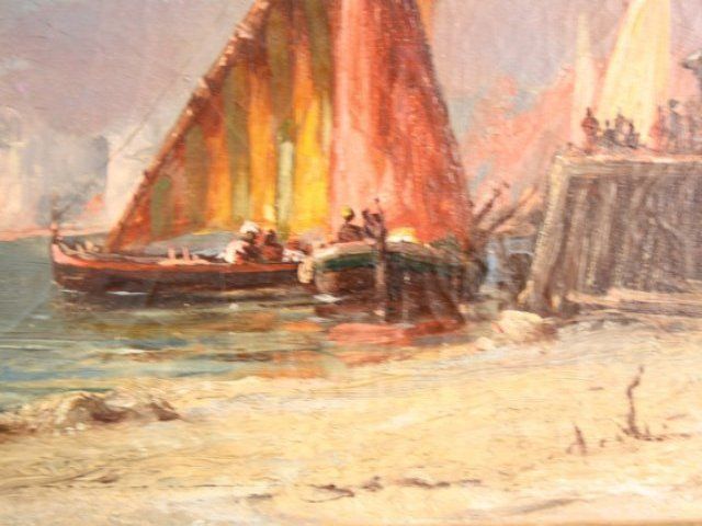 Marine Aux Felouques Xi Xth Oil Painting On Canvas Attributed To Duvieux photo Art
