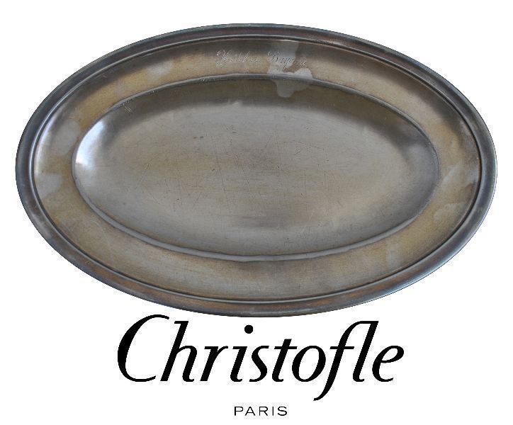 Oval Silver Metal Tray Signed Christofle 2