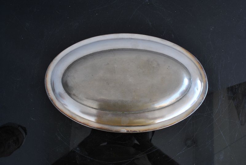 Oval Silver Metal Tray Signed Christofle 2 photo for sale