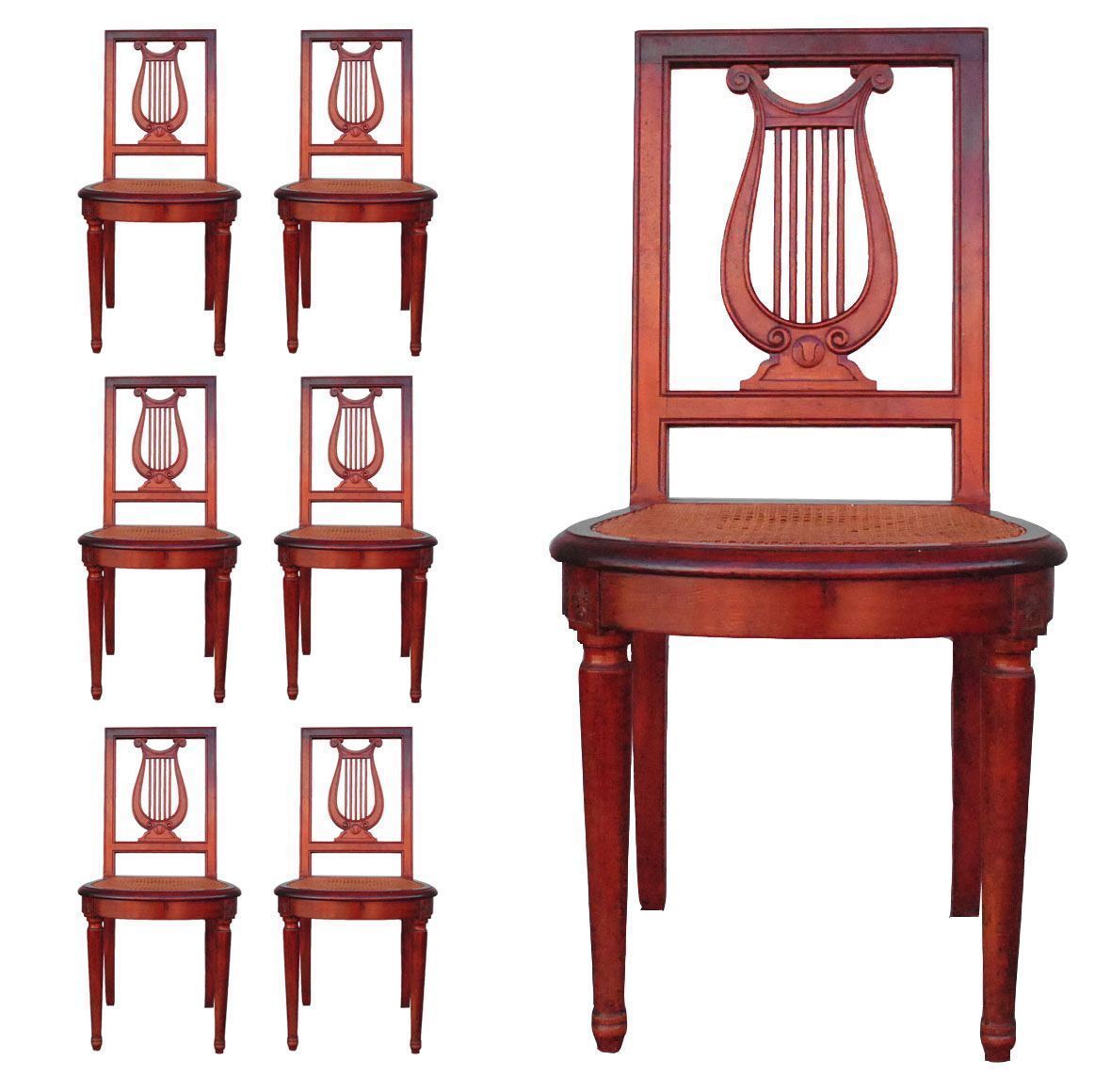 Mahogany Lyres Chairs Late 19th Century (Series Of 6)