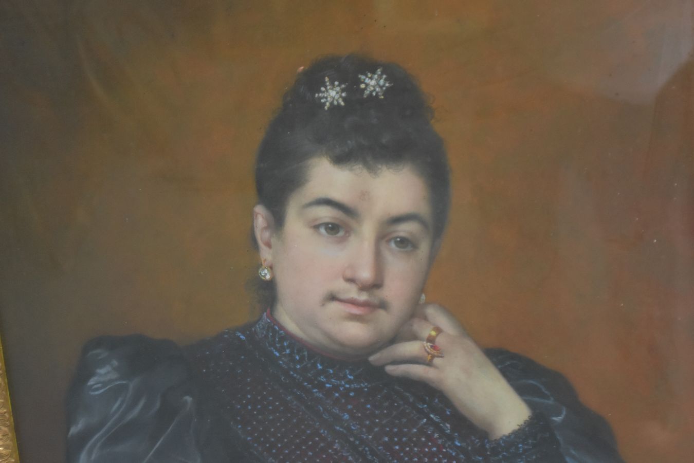 Pastel Portrait Of A Young Spanish Woman With A Fan From The End Of The 19th Century By Bernard photo furniture