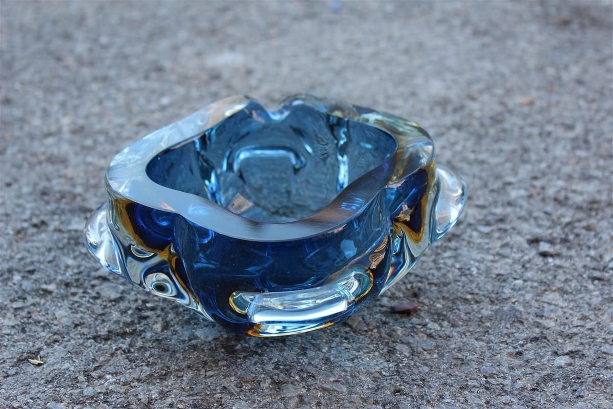 Murano Seguso Blu Bowl Italian Design 1960 Quatrefoil Ashtray photo 506.0
