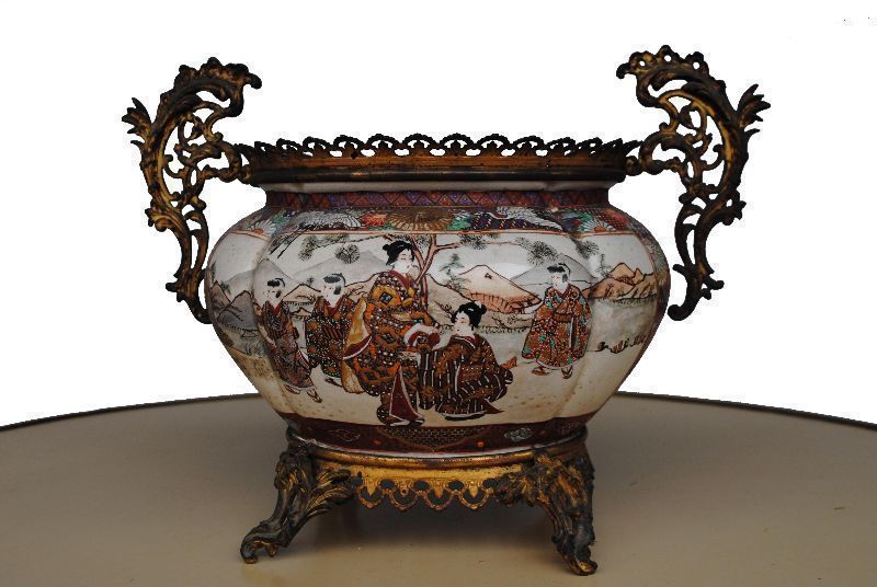 Cachepot Satsuma Old Japan Bronze Mount