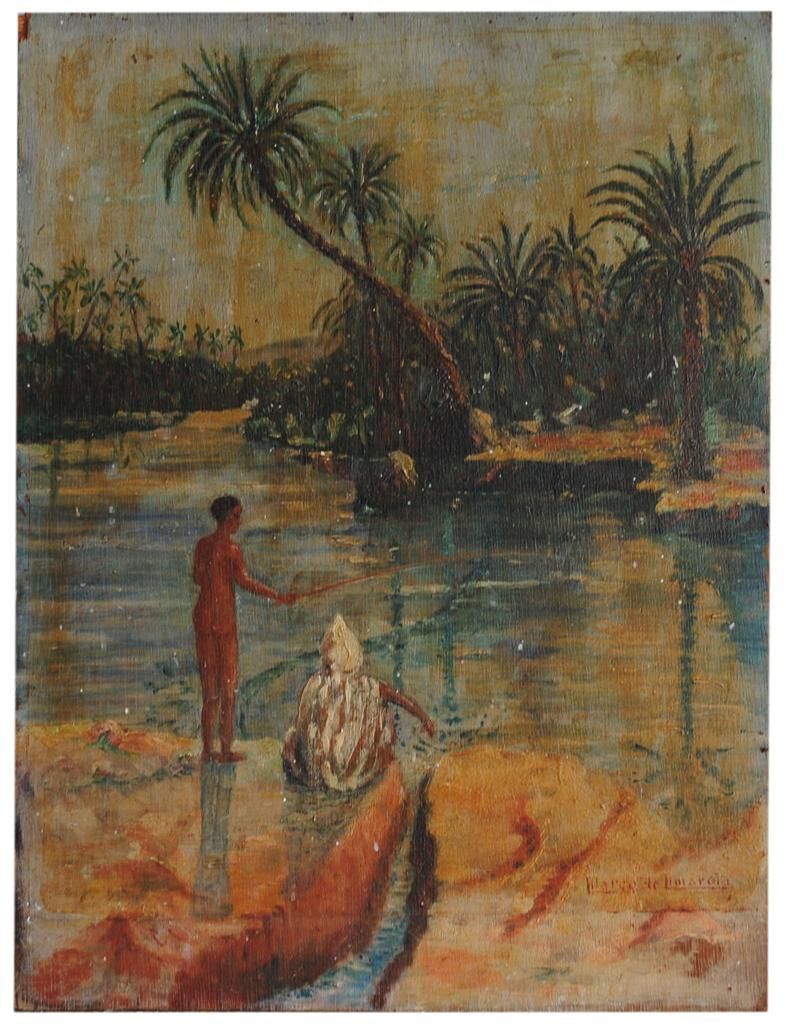 Young Naked Man Fishing By The Nile By Marco De Limarola