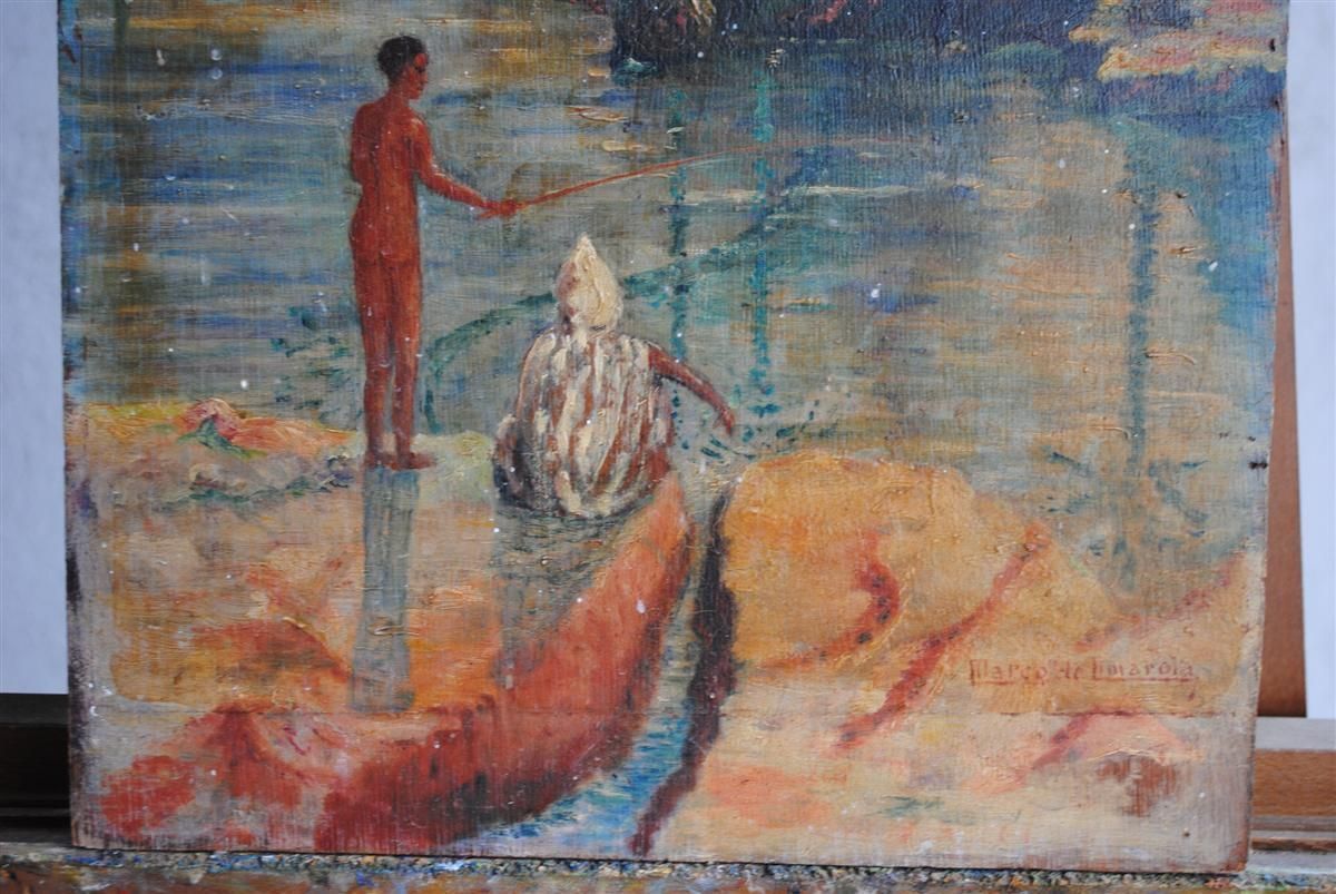 Young Naked Man Fishing By The Nile By Marco De Limarola photo for sale