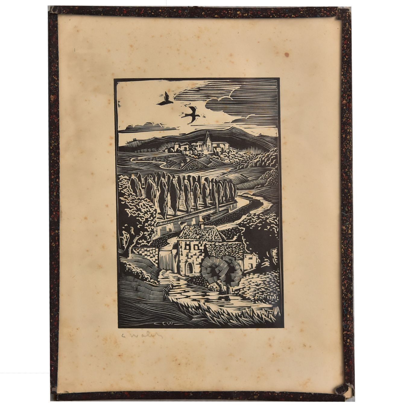 Abstract Engraving Signed C. Walen