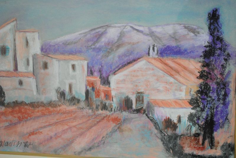 Pastel Landscape Drawing Dated 1987 Signed Martin photo furniture