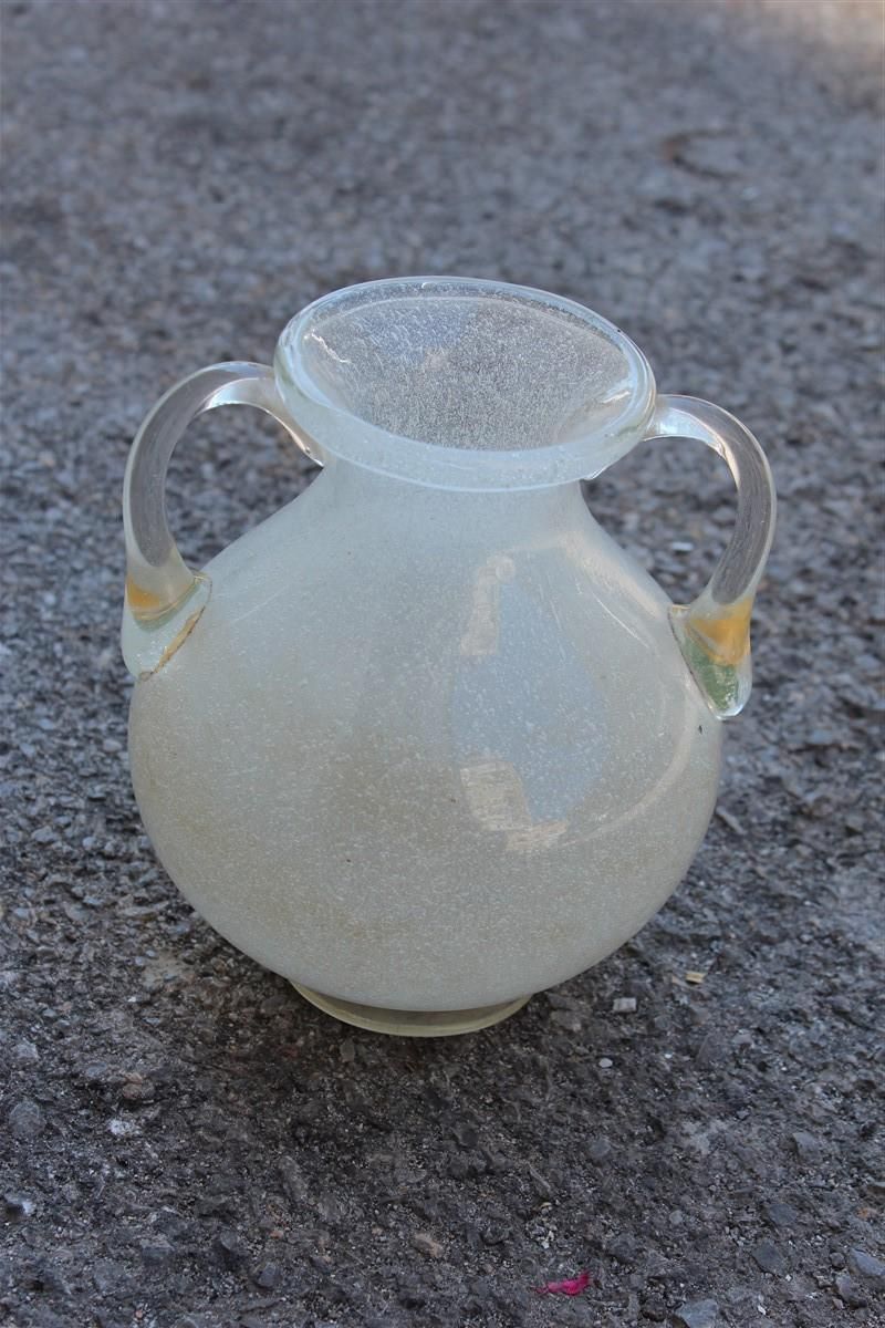 White Pulegoso Murano Glass Vase 1950s Seguso Italian Design photo furniture