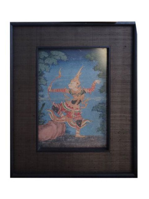 Ancient Framed Thai Mythological Drawing