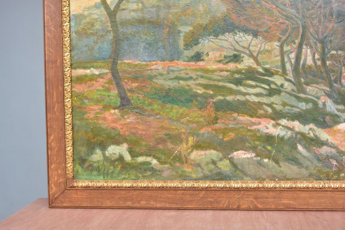 Oil On Canvas Representing Marseilleveyre, First Half Of The 20th Century photo Art