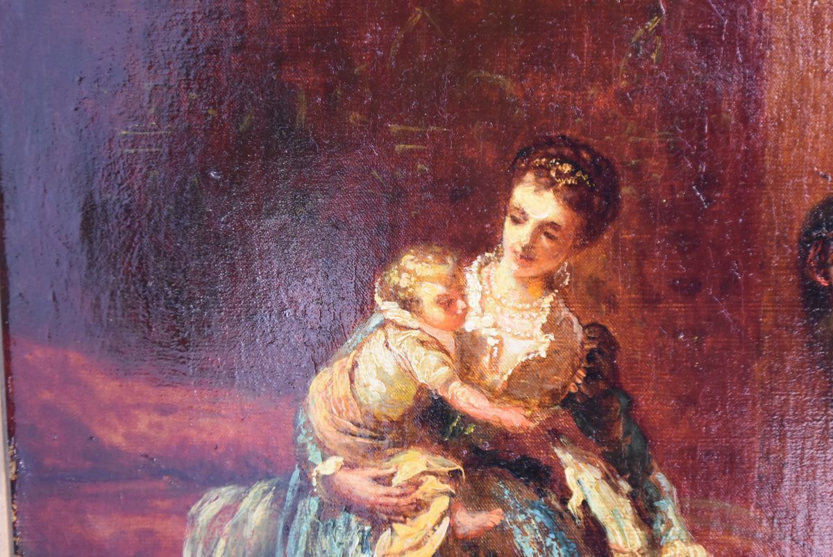Young Woman With Child Oil On Canvas By F. Maury (1861 1933) photo for sale