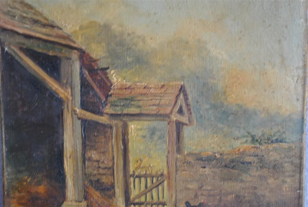 Pastoral Painting With Hens French School Xi Xth Signed Otto photo Art