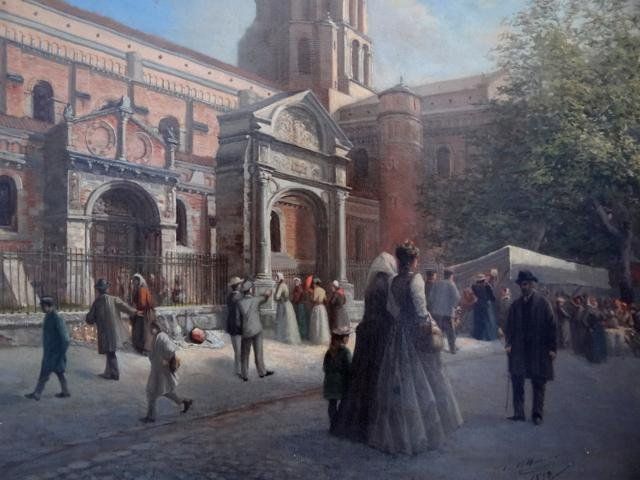 Painting Xi Xth Church Saint Sernin Toulouse Dated 1892 photo furniture