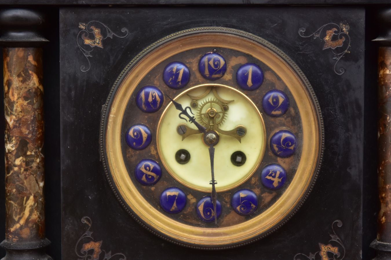 Architectural Clock In Black Onyx Marble, Xi Xth Century photo Home Decor