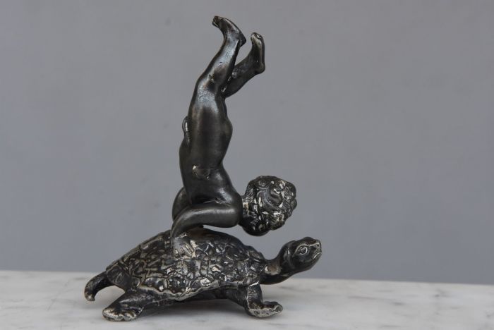 Bronze With Acrobat Child On A Xi Xth Turtle photo Home Decor