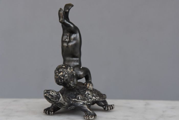 Bronze With Acrobat Child On A Xi Xth Turtle photo vinterior