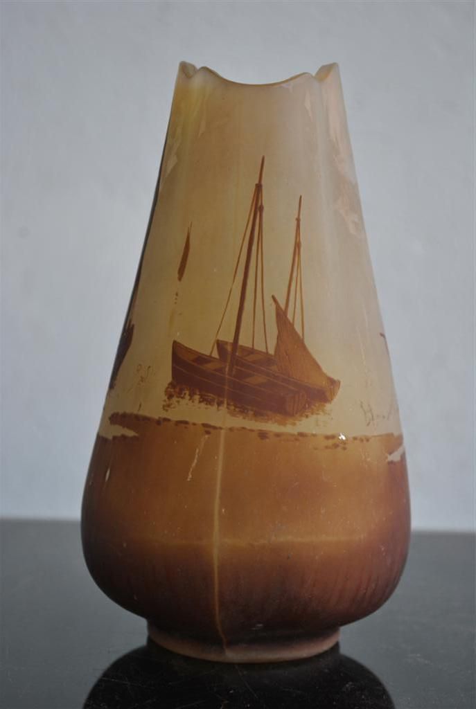 Art Nouveau Glass Paste Vase Emile Gallé 1900 With Boats photo furniture