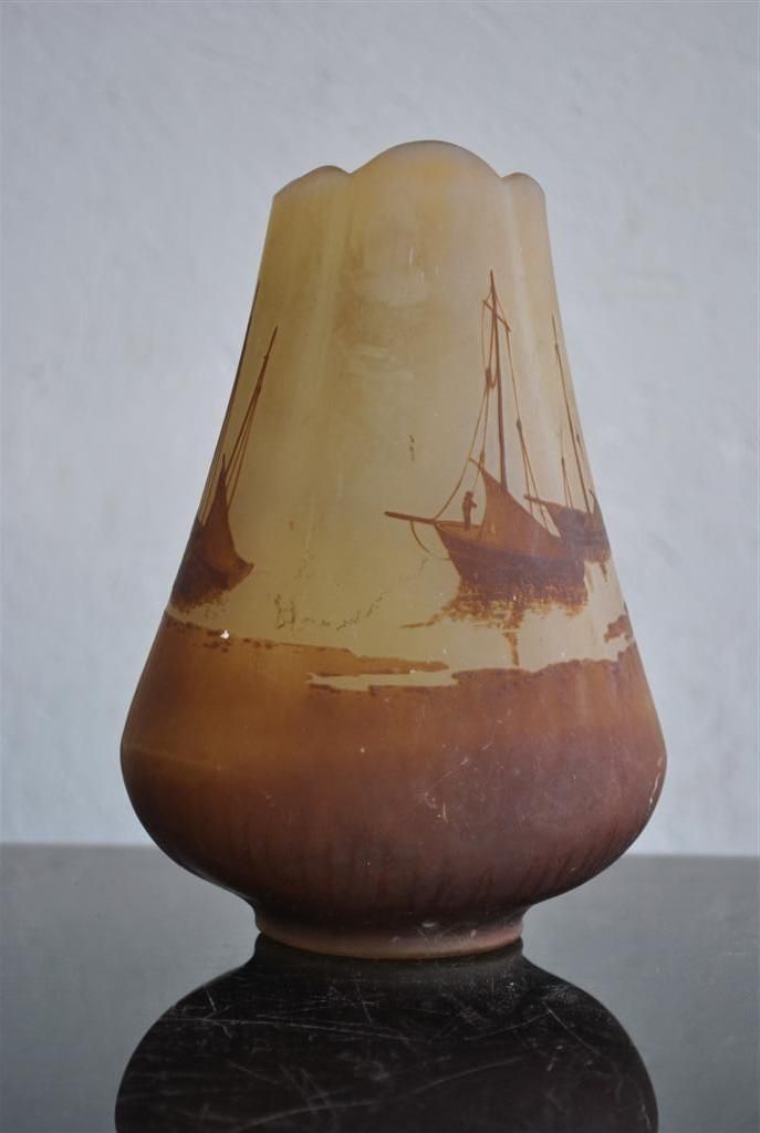 Art Nouveau Glass Paste Vase Emile Gallé 1900 With Boats photo 2397.0