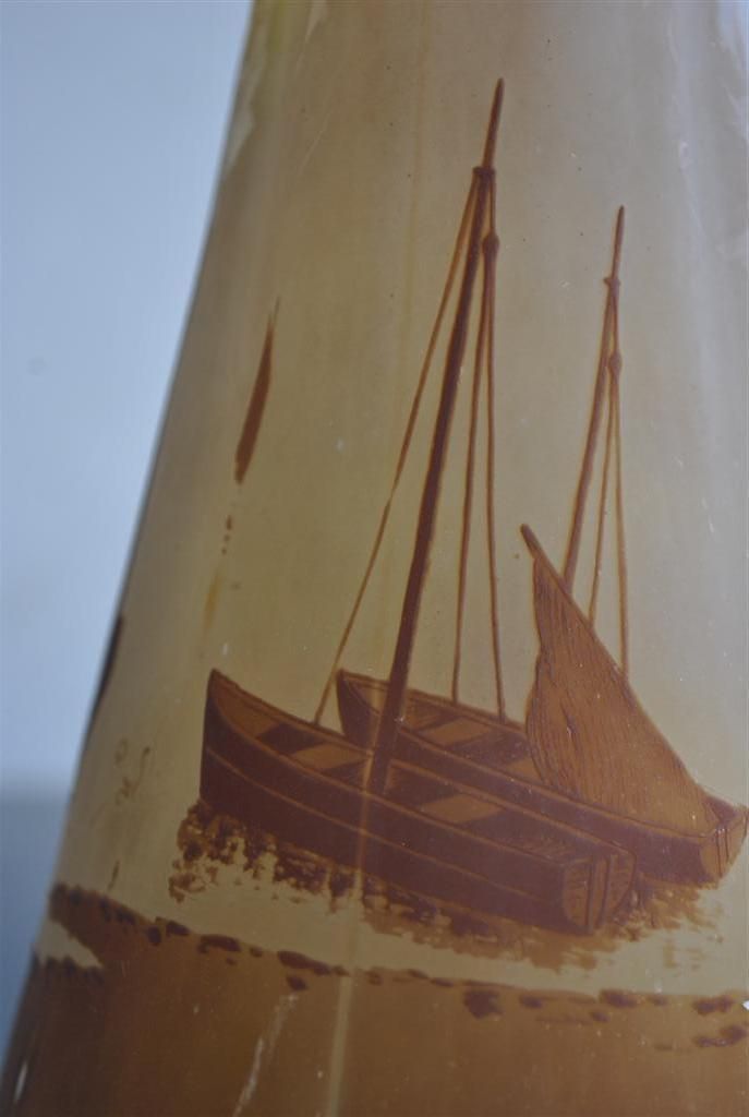photo furniture Art Nouveau Glass Paste Vase Emile Gallé 1900 With Boats
