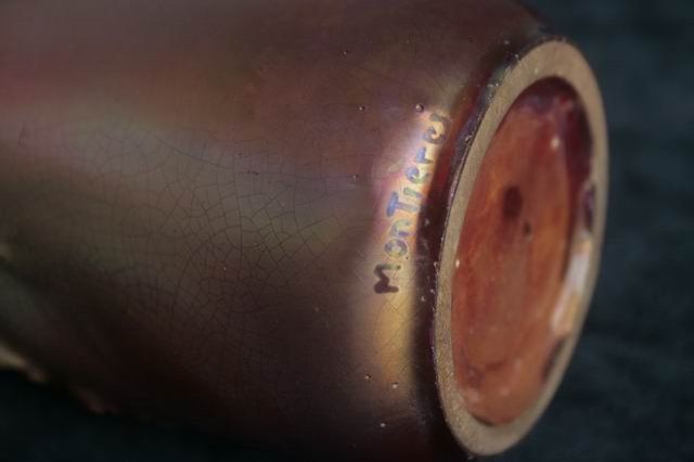 Iridescent Ceramic Vase Montières photo vintage