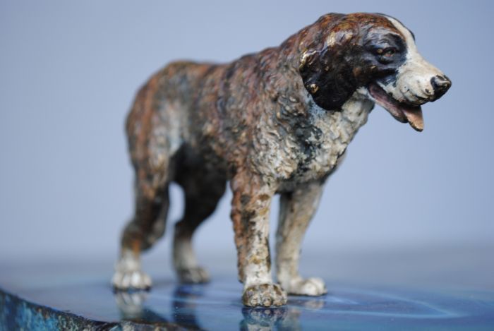 Vienna Saint Bernard Bronze On Agate Base photo 860.0
