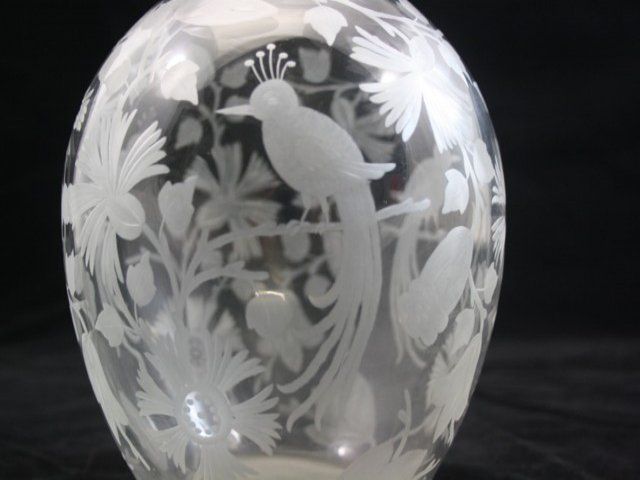 Kaza France Vase In Glass Engraved With Flowers photo 382.0